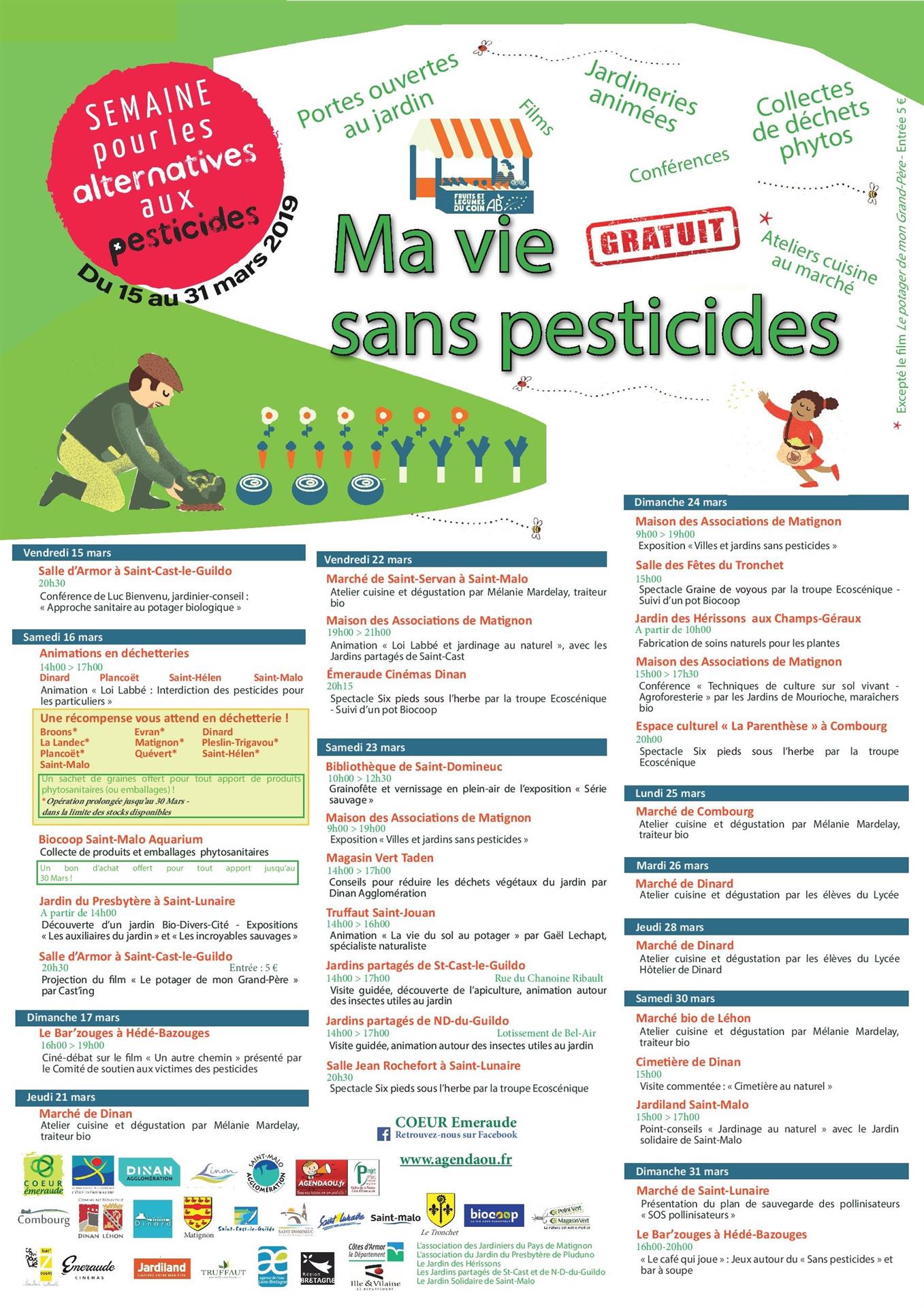 Semaine pour les alternatives aux pesticides - Spectacles gratuits Saint Malo / Le Tronchet - Dinan / Lanvallay - pot bio offert