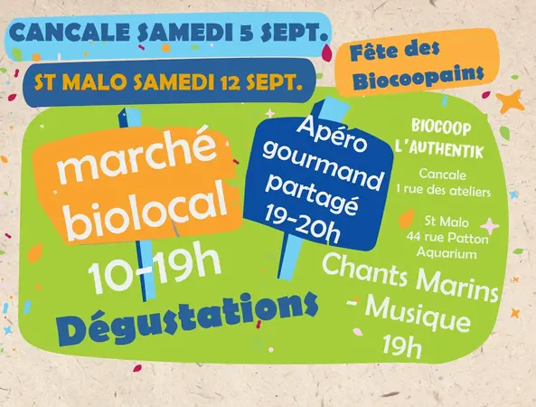 Fête des Biocoopains - samedi 5 sept à Cancale & samedi 12 sept à Saint Malo Fête des Biocoopains - samedi 5 sept à Cancale & samedi 12 sept à Saint Malo